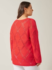 Evans Diamond Pointelle Black Jumper - Image 3 of 5