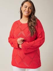 Evans Diamond Pointelle Black Jumper - Image 4 of 5