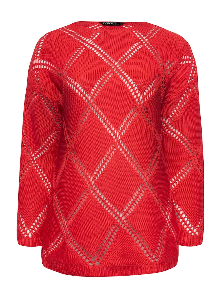 Evans Diamond Pointelle Black Jumper - Image 5 of 5