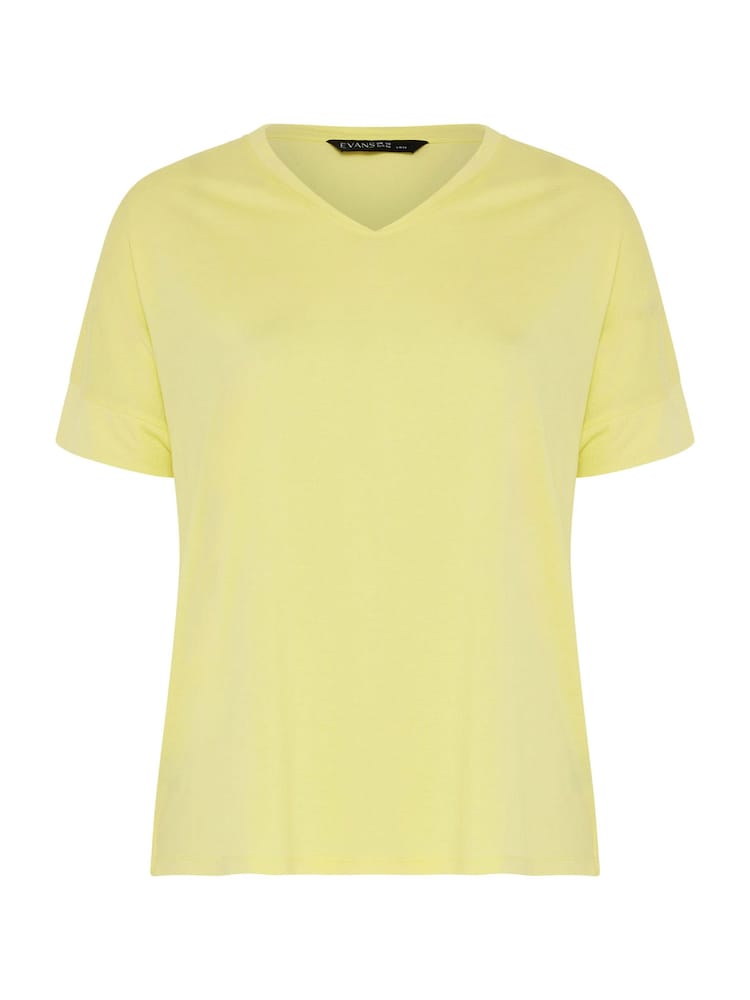 Gelb - Evans Green V-Neck Modal T-Shirt - Bild 5 von 5