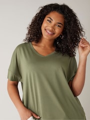 Grün/Ground - Evans Green V-Neck Modal T-Shirt - Bild 4 von 5