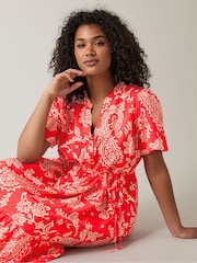 Roșu - Camasa Midi Evans Curve Negru & White Zebra Markings Rochie - Image 4 of 5