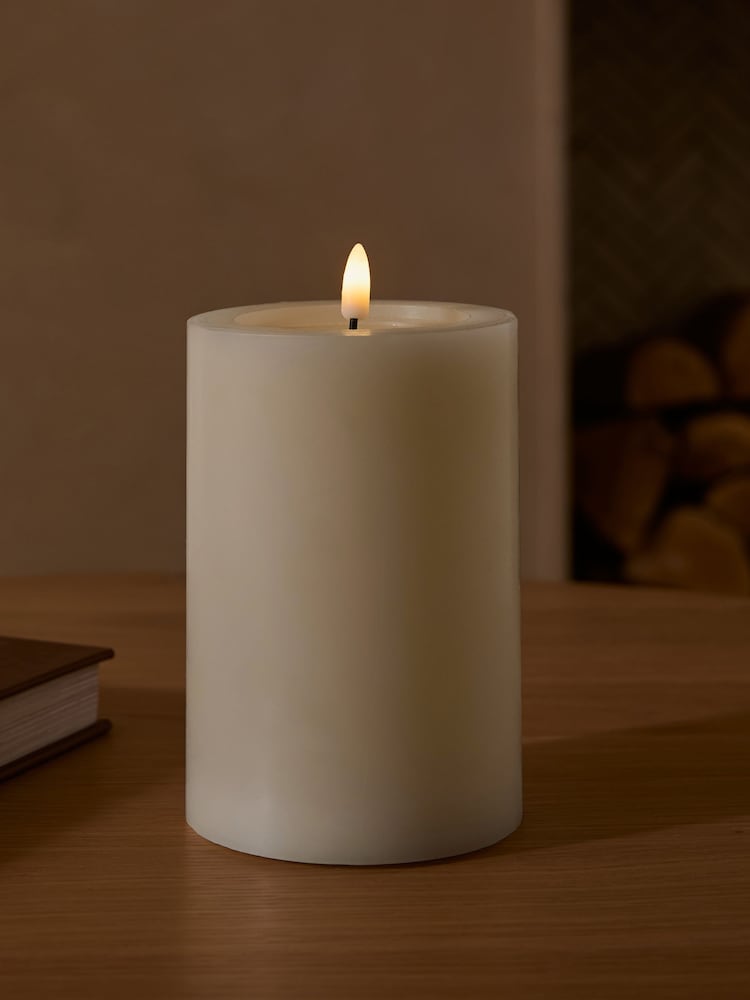 White Large LED Pillar Candle - Image 1 of 4