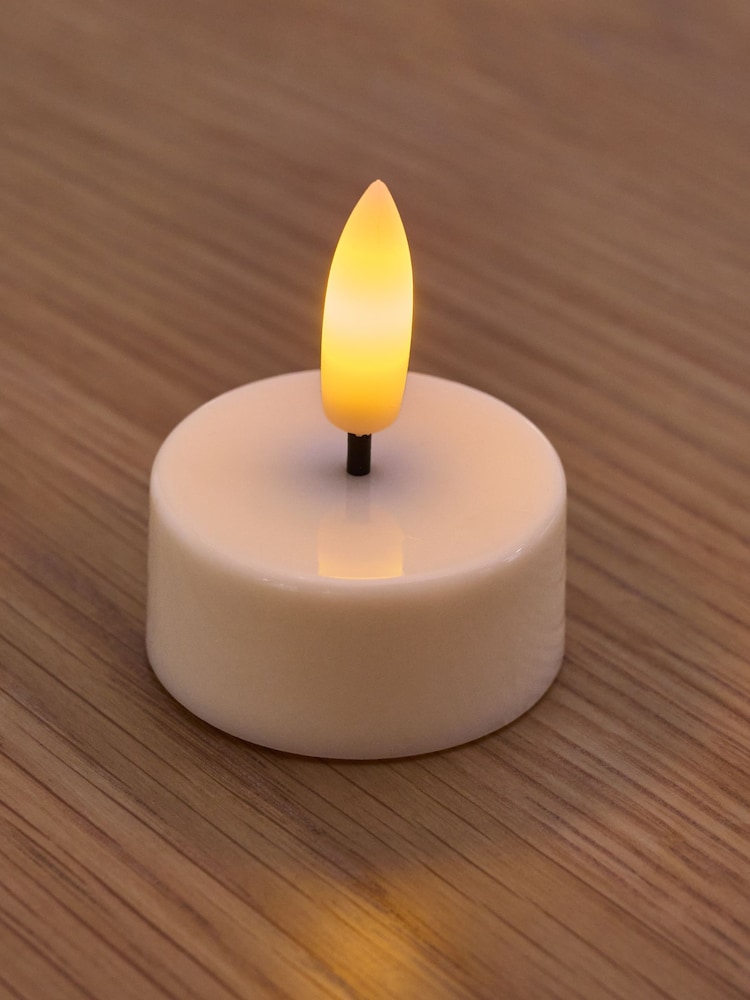 Set of 6 White LED Tea Light Candles with Realistic Flickering Flame - Image 2 of 4