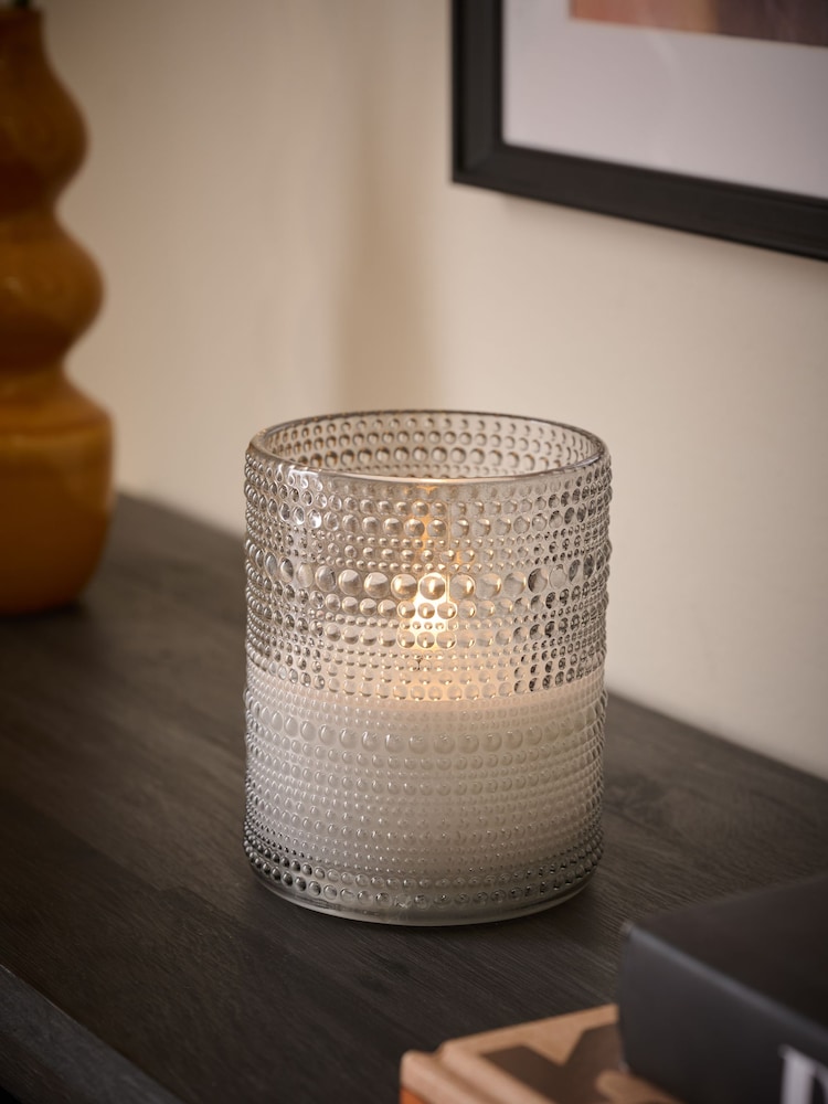 Smoke Grey Glass LED Pillar Candle - Image 1 of 5