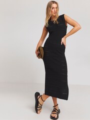 Simply Be Black 100% Cotton Crochet Midi Dress - Image 1 of 4