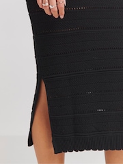 Simply Be Black 100% Cotton Crochet Midi Dress - Image 4 of 4