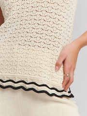 Simply Be Cream 100% Cotton Crochet Tie Shoulder Cami - Image 4 of 4