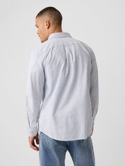 Gap Blue Stripe Cotton Long Sleeve Standard Fit Oxford Shirt - Image 2 of 4