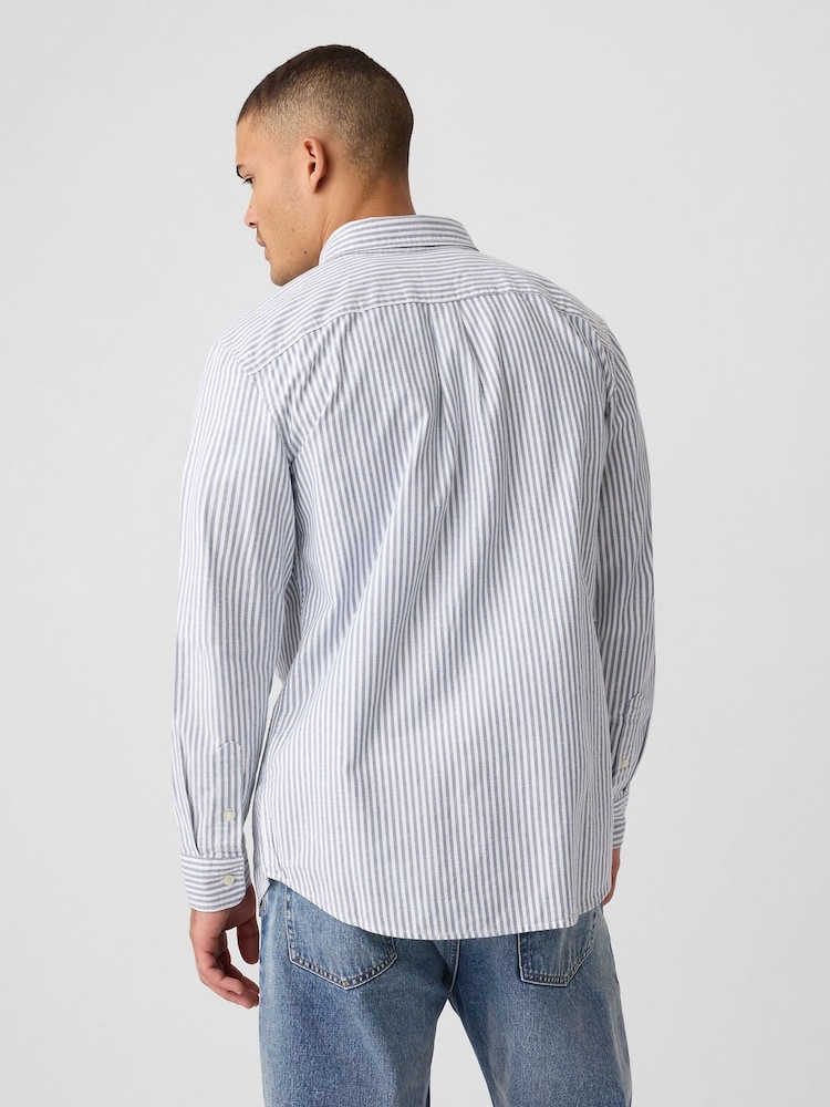 Gap Blue Stripe Cotton Long Sleeve Standard Fit Oxford Shirt - Image 2 of 4