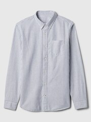 Gap Blue Stripe Cotton Long Sleeve Standard Fit Oxford Shirt - Image 4 of 4