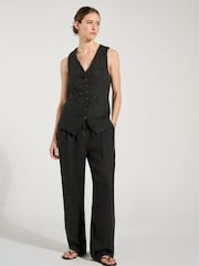 Baukjen Tallulah 100% Linen Black Waistcoat - Image 2 of 3