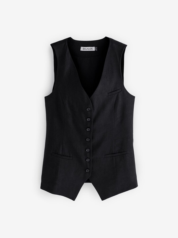 Baukjen Tallulah 100% Linen Black Waistcoat - Image 3 of 3