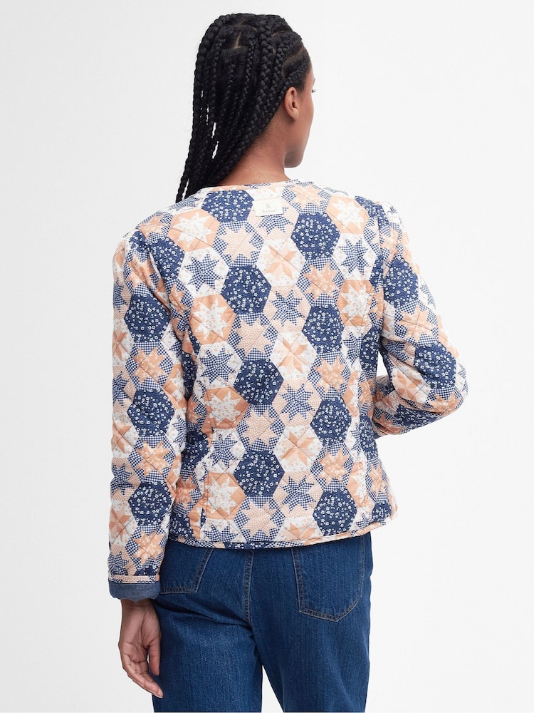 Barbour® Blue 100% Cotton Margate Reversible Patchwork Printed Quilted Jacket - Image 2 of 8