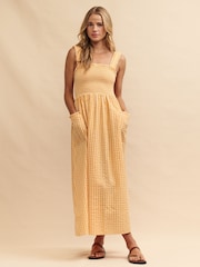 Nobody's Child Yellow Dionne Midaxi Gingham Check Dress - Image 1 of 3