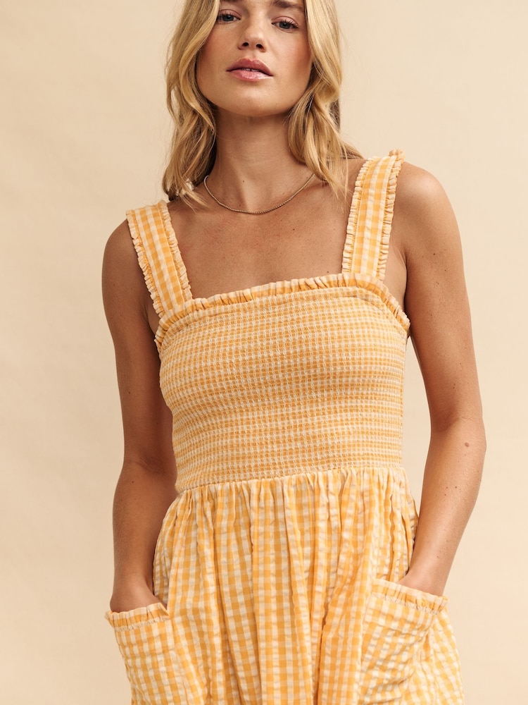 Nobody's Child Yellow Dionne Midaxi Gingham Check Dress - Image 3 of 3