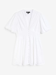 Nobody's Child White Mini Starlight Plain 100% Cotton Dress - Image 5 of 5