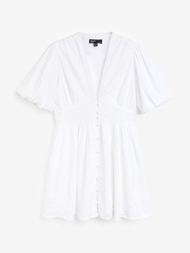 Nobody's Child White Mini Starlight Plain 100% Cotton Dress - Image 5 of 5
