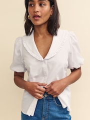 Nobody's Child White 100% Cotton Emmie Blouse - Image 1 of 5