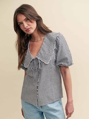 Nobody's Child Black Birdie 100% Cotton Blouse - Image 1 of 5