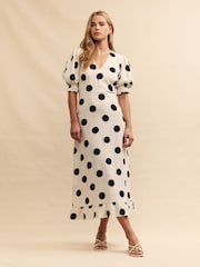 Nobody's Child White Midaxi Delilah Willow Spot Dress - Image 1 of 6