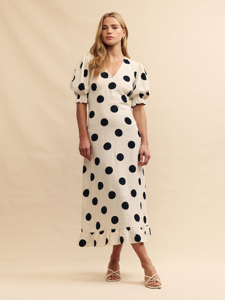 Nobody's Child White Midaxi Delilah Willow Spot Dress - Image 1 of 6