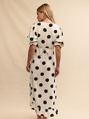 Nobody's Child White Midaxi Delilah Willow Spot Dress - Image 2 of 6