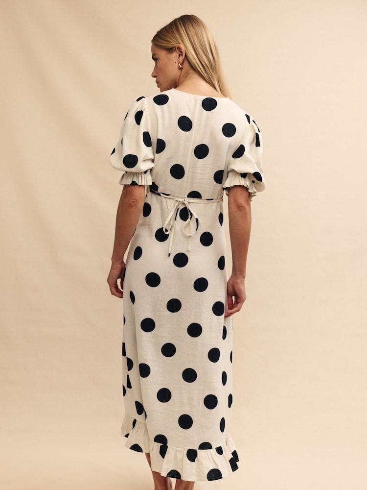 Nobody's Child White Midaxi Delilah Willow Spot Dress - Image 2 of 6