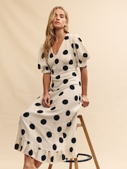 Nobody's Child White Midaxi Delilah Willow Spot Dress - Image 3 of 6