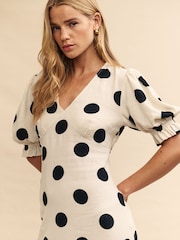 Nobody's Child White Midaxi Delilah Willow Spot Dress - Image 4 of 6