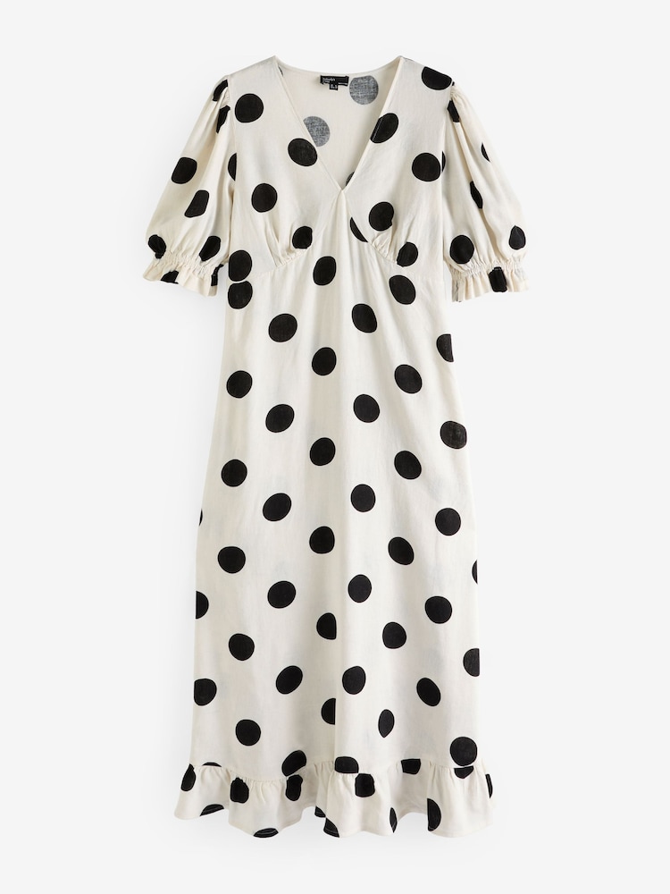 Nobody's Child White Midaxi Delilah Willow Spot Dress - Image 6 of 6