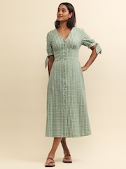 Nobody's Child Green Gingham Check Alexis Midi Dress - Image 1 of 5