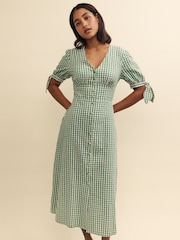 Nobody's Child Green Gingham Check Alexis Midi Dress - Image 3 of 5