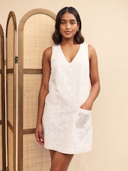 Nobody's Child White Pinny Piper Plain Mini Dress - Image 1 of 5