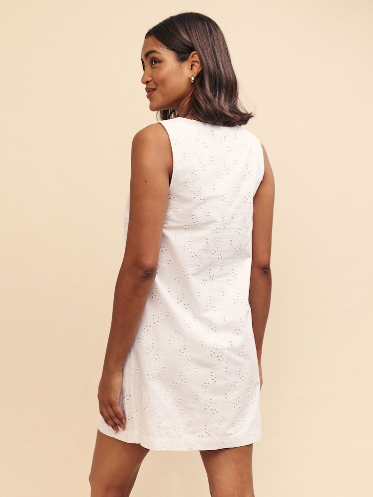 Nobody's Child White Pinny Piper Plain Mini Dress - Image 2 of 5