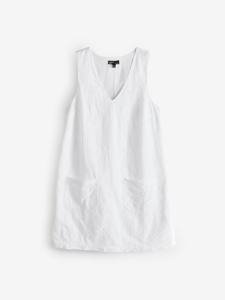 Nobody's Child White Pinny Piper Plain Mini Dress - Image 5 of 5