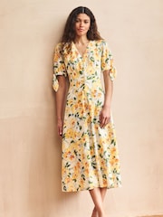 Nobody's Child Yellow Plain Alexis Midi Dress - Image 1 of 5
