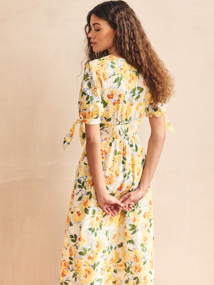 Nobody's Child Yellow Plain Alexis Midi Dress - Image 2 of 5