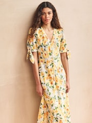 Nobody's Child Yellow Plain Alexis Midi Dress - Image 3 of 5