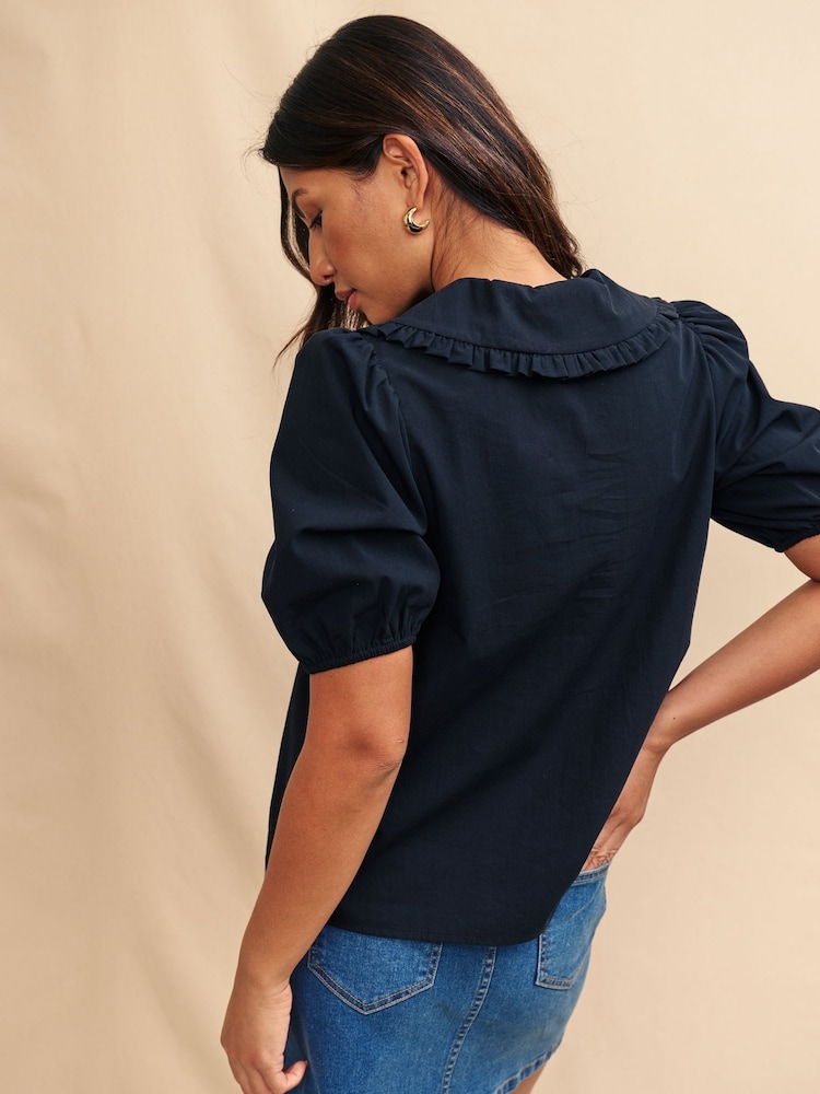 Nobody's Child Black 100% Cotton Emmie Blouse - Image 2 of 5 Nobody's Child Black 100% Cotton Emmie Blouse - Image 2 of 5
