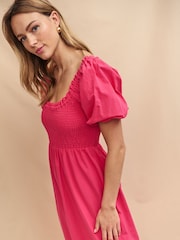 Nobody's Child Pink Beau Midi Plain Dress - Image 1 of 4