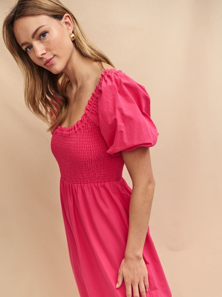 Nobody's Child Pink Beau Midi Plain Dress - Image 1 of 4