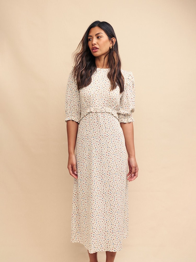 Nobodys Child Felicia Midi Remmie Ditsy White Dress - Image 2 of 5
