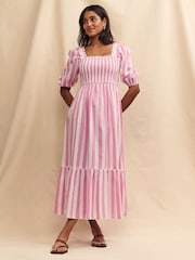Nobody's Child Pink Elsa Stripe Midi Dress - Image 1 of 5