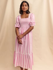 Nobody's Child Pink Elsa Stripe Midi Dress - Image 2 of 5
