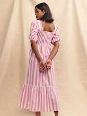 Nobody's Child Pink Elsa Stripe Midi Dress - Image 3 of 5