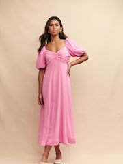 Nobody's Child Pink Peony Chiffon Plain Midaxi Dress - Image 1 of 6