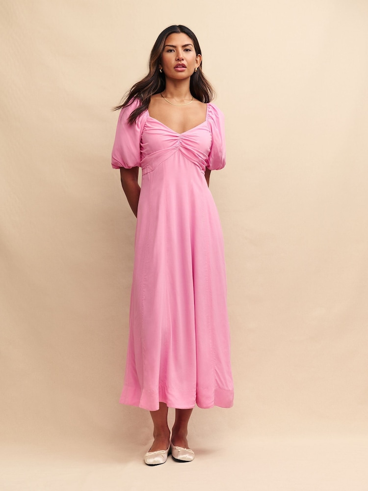 Nobody's Child Pink Peony Chiffon Plain Midaxi Dress - Image 2 of 6