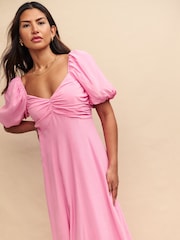 Nobody's Child Pink Peony Chiffon Plain Midaxi Dress - Image 5 of 6