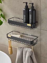 Set of 2 Black Self Adhesive Shower Caddy - Image 1 of 4